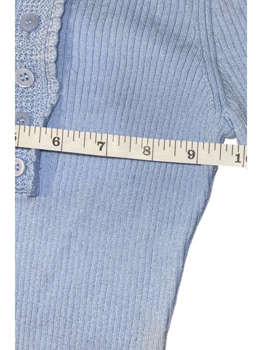 & OTHER STORIES Women's Size XS Light Blue Scalloped Rib-Knit Top Retail $99.00 - Picture 7 of 11